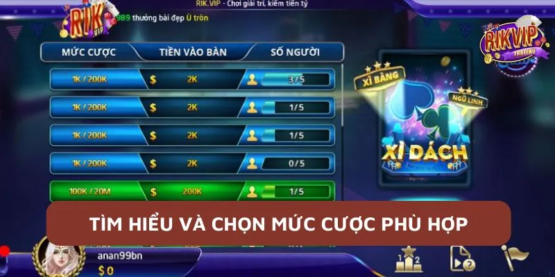 Tìm hiểu và chọn mức cược phù hợp