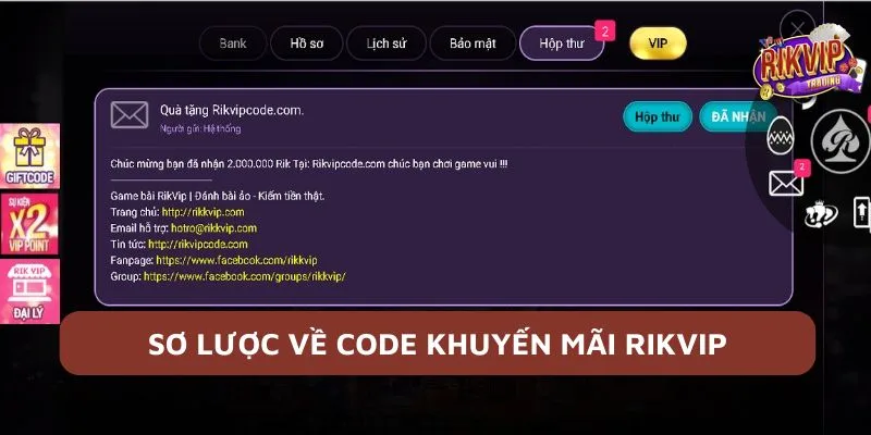 Code Khuyến Mãi Rikvip - Rinh Thưởng Ngẫu Nhiên Về Tài Khoản 1 Code ưu đãi được biết đến là mã thưởng cổng game phát hành dành cho cược thủ