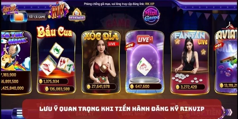 Những lưu ý quan trọng khi tiến hành đăng ký Rikvip