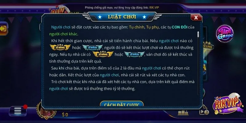 Luật chơi xì dách cơ bản