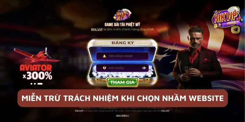 Miễn trừ trách nhiệm - Những điều hội viên Rikvip cần biết 2 Người chơi chọn nhầm website giả mạo Rikvip sẽ không được hỗ trợ khi có rủi ro