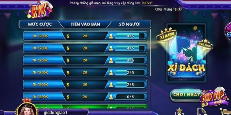 Xì dách (Blackjack) là tựa game HOT tại Casino Rikvip
