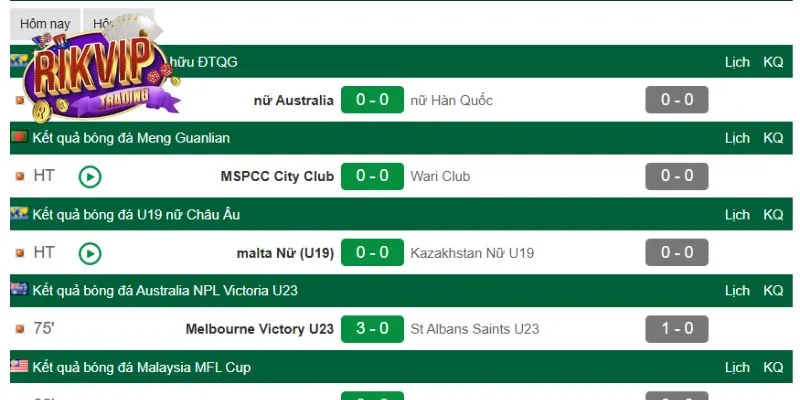 Cập nhật tỷ số nhiều trận đấu tại website 